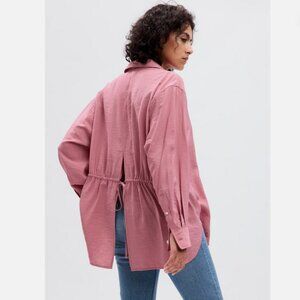 NWT GAP Cinch-Back Big Shirt Rosetta Pink Large